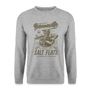 Bonneville Salt Flats Motorradrennen Vintage - Unisex Pullover - Weißgrau meliert - Vorne - Alina (178cm) & Michal (187cm)
