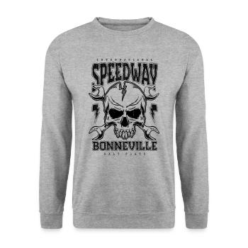 Bonneville Salt Flats Voiture de course rétro vintage - Sweat-shirt Unisexe - gris chiné - Devant - Alina (178cm) & Michal (187cm)