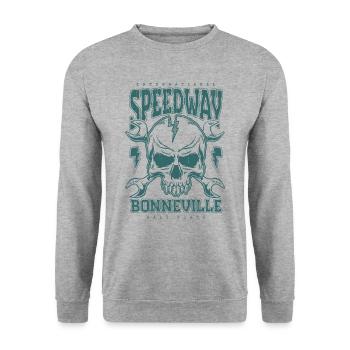 Bonneville Salt Flats Voiture de course rétro vintage - Sweat-shirt Unisexe - gris chiné - Devant - Alina (178cm) & Michal (187cm)