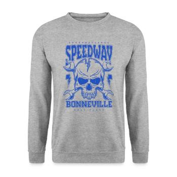 Bonneville Salt Flats Voiture de course rétro vintage - Sweat-shirt Unisexe - gris chiné - Devant - Alina (178cm) & Michal (187cm)