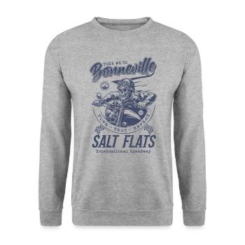 Bonneville Salt Flats Motorradrennen Vintage - Unisex Pullover - Weißgrau meliert - Vorne - Alina (178cm) & Michal (187cm)