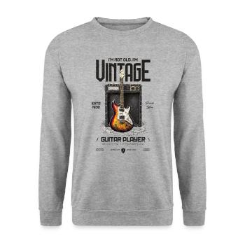 I'm Not Old I'm Vintage Retro 1930 Guitar - Unisex Sweatshirt - salt & pepper - Front - Alina (178cm) & Michal (187cm)