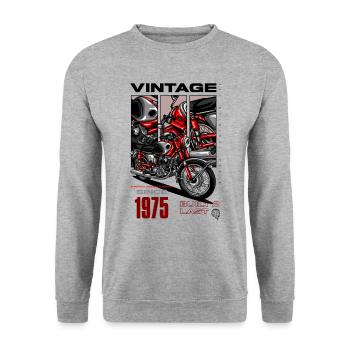 Vintage Motorcycle Bikers Motorbike Birthday 1975 - Unisex Sweatshirt - salt & pepper - Front - Alina (178cm) & Michal (187cm)