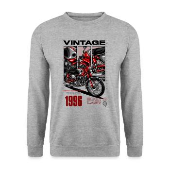 Vintage Motorcycle Bikers Motorbike Birthday 1996 - Unisex Sweatshirt - salt & pepper - Front - Alina (178cm) & Michal (187cm)