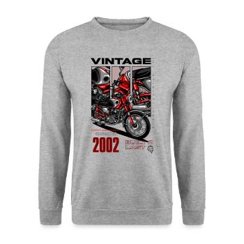 Vintage Motorcycle Bikers Motorbike Birthday 2002 - Unisex Sweatshirt - salt & pepper - Front - Alina (178cm) & Michal (187cm)