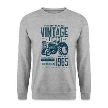 Vintage Traktor Landwirt Geburtstag geboren 1965 - Unisex Pullover - Weißgrau meliert - Vorne - Alina (178cm) & Michal (187cm)