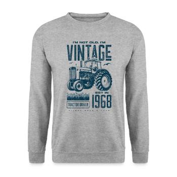 Vintage Tractor Farmer Birthday Born In 1968 - Unisex Sweatshirt - salt & pepper - Front - Alina (178cm) & Michal (187cm)