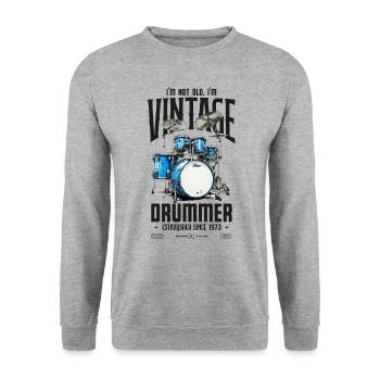 Je ne suis pas vieux je suis Vintage rétro 1973 batteur - Sweat-shirt Unisexe - gris chiné - Devant - Alina (178cm) & Michal (187cm)