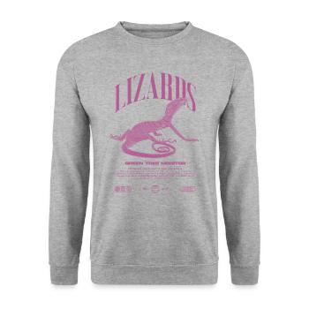 Moniteur d’arbre vert Streetwear gardien de lézard - Sweat-shirt Unisexe - gris chiné - Devant - Alina (178cm) & Michal (187cm)
