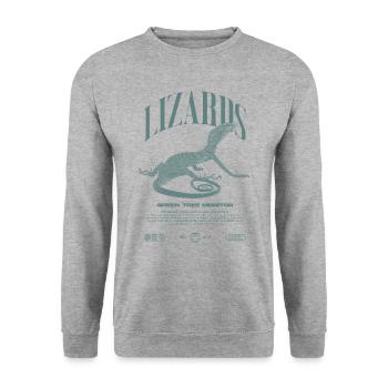 Moniteur d’arbre vert Streetwear gardien de lézard - Sweat-shirt Unisexe - gris chiné - Devant - Alina (178cm) & Michal (187cm)