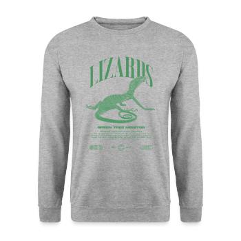 Moniteur d’arbre vert Streetwear gardien de lézard - Sweat-shirt Unisexe - gris chiné - Devant - Alina (178cm) & Michal (187cm)