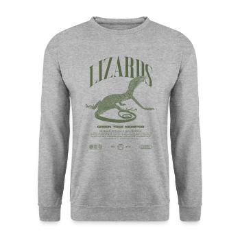 Moniteur d’arbre vert Streetwear gardien de lézard - Sweat-shirt Unisexe - gris chiné - Devant - Alina (178cm) & Michal (187cm)