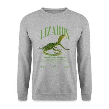 Moniteur d’arbre vert Streetwear gardien de lézard - Sweat-shirt Unisexe - gris chiné - Devant - Alina (178cm) & Michal (187cm)
