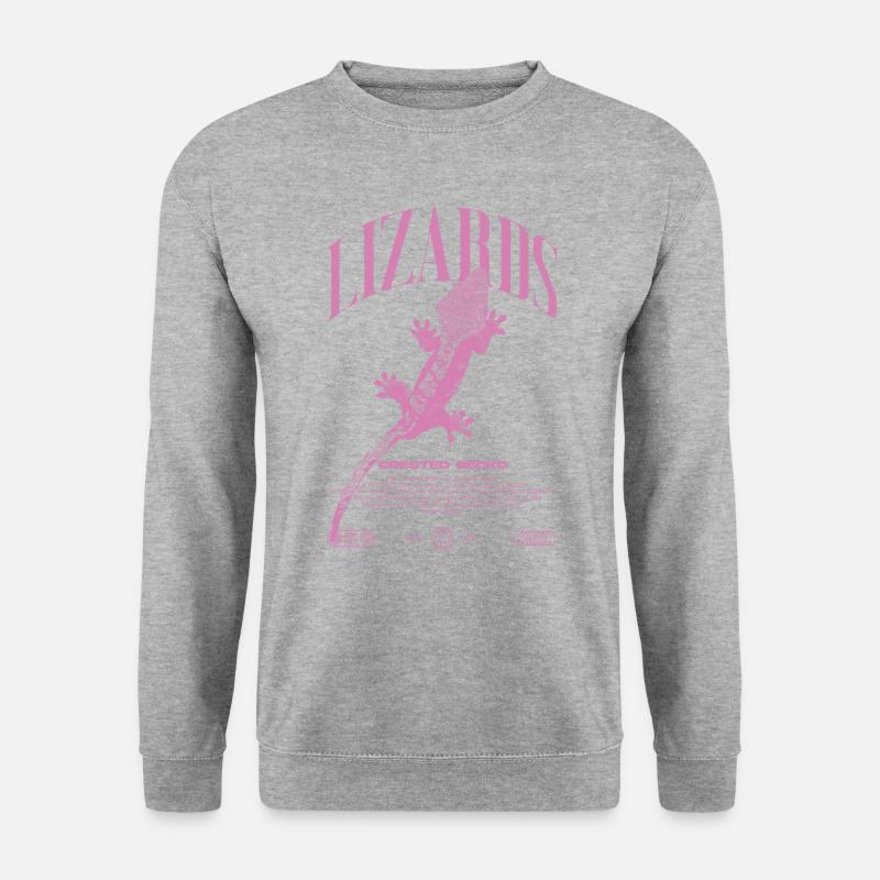 Schopfgecko Streetwear Eidechsen-Hüter - Unisex Pullover - Weißgrau meliert