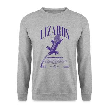 Gecko à crête Streetwear gardien de lézard - Sweat-shirt Unisexe - gris chiné - Devant - Alina (178cm) & Michal (187cm)