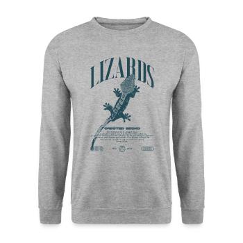 Gecko à crête Streetwear gardien de lézard - Sweat-shirt Unisexe - gris chiné - Devant - Alina (178cm) & Michal (187cm)