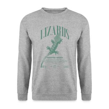 Gecko à crête Streetwear gardien de lézard - Sweat-shirt Unisexe - gris chiné - Devant - Alina (178cm) & Michal (187cm)