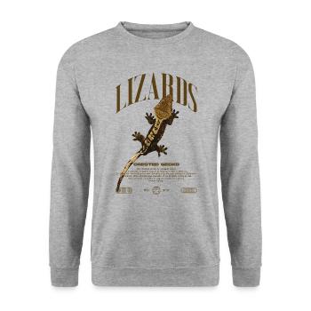 Gecko à crête Streetwear gardien de lézard - Sweat-shirt Unisexe - gris chiné - Devant - Alina (178cm) & Michal (187cm)