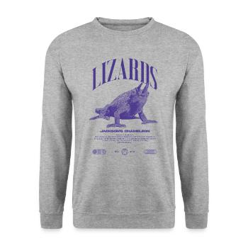 Jackson's Chamäleon Streetwear Eidechsenwärter - Unisex Pullover - Weißgrau meliert - Vorne - Alina (178cm) & Michal (187cm)