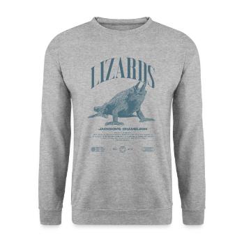 Jackson's Chamäleon Streetwear Eidechsenwärter - Unisex Pullover - Weißgrau meliert - Vorne - Alina (178cm) & Michal (187cm)