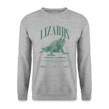 Jackson's Chameleon Streetwear Lizard Keeper - Unisex Sweatshirt - salt & pepper - Front - Alina (178cm) & Michal (187cm)
