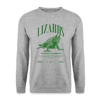 Jackson's Chamäleon Streetwear Eidechsenwärter - Unisex Pullover - Weißgrau meliert - Vorne - Alina (178cm) & Michal (187cm)