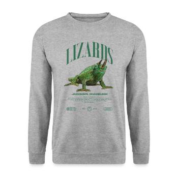 Jackson's Chameleon Streetwear Lizard Keeper - Unisex Sweatshirt - salt & pepper - Front - Alina (178cm) & Michal (187cm)