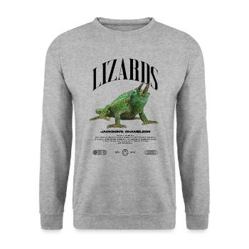 Jackson's Chameleon Streetwear Lizard Keeper - Unisex Sweatshirt - salt & pepper - Front - Alina (178cm) & Michal (187cm)