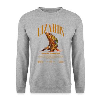 Panther Caméléon Streetwear Lézard Keeper - Sweat-shirt Unisexe - gris chiné - Devant - Alina (178cm) & Michal (187cm)