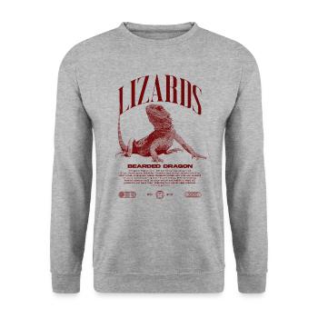 Dragon barbu Streetwear gardien de lézard - Sweat-shirt Unisexe - gris chiné - Devant - Alina (178cm) & Michal (187cm)