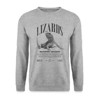Dragon barbu Streetwear gardien de lézard - Sweat-shirt Unisexe - gris chiné - Devant - Alina (178cm) & Michal (187cm)