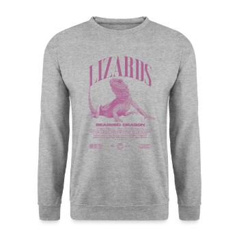 Dragon barbu Streetwear gardien de lézard - Sweat-shirt Unisexe - gris chiné - Devant - Alina (178cm) & Michal (187cm)