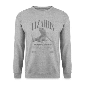 dragon barbu streetwear lézard keeper - Sweat-shirt Unisexe - gris chiné - Devant - Alina (178cm) & Michal (187cm)