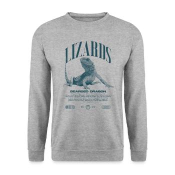 Dragon barbu Streetwear gardien de lézard - Sweat-shirt Unisexe - gris chiné - Devant - Alina (178cm) & Michal (187cm)