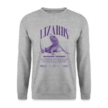 Dragon barbu Streetwear gardien de lézard - Sweat-shirt Unisexe - gris chiné - Devant - Alina (178cm) & Michal (187cm)
