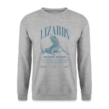 Dragon barbu Streetwear gardien de lézard - Sweat-shirt Unisexe - gris chiné - Devant - Alina (178cm) & Michal (187cm)