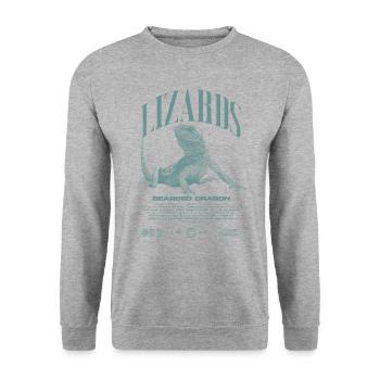 Dragon barbu Streetwear gardien de lézard - Sweat-shirt Unisexe - gris chiné - Devant - Alina (178cm) & Michal (187cm)