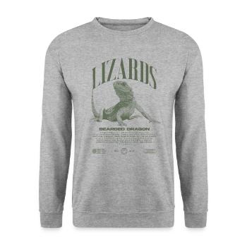 Dragon barbu Streetwear gardien de lézard - Sweat-shirt Unisexe - gris chiné - Devant - Alina (178cm) & Michal (187cm)