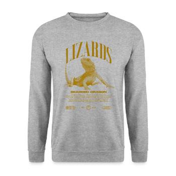 Dragon barbu Streetwear gardien de lézard - Sweat-shirt Unisexe - gris chiné - Devant - Alina (178cm) & Michal (187cm)