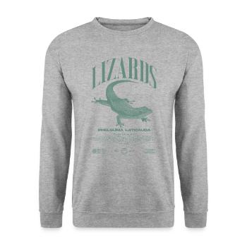Phelsuma laticauda Day Gecko Lizard Keeper - Unisex Sweatshirt - salt & pepper - Front - Alina (178cm) & Michal (187cm)