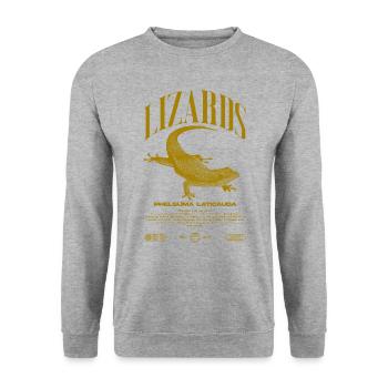 Phelsuma laticauda Day Gecko Lizard Keeper - Unisex Sweatshirt - salt & pepper - Front - Alina (178cm) & Michal (187cm)