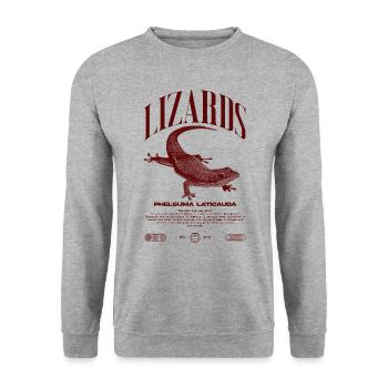 Phelsuma laticauda Day Gecko Lizard Keeper - Unisex Sweatshirt - salt & pepper - Front - Alina (178cm) & Michal (187cm)
