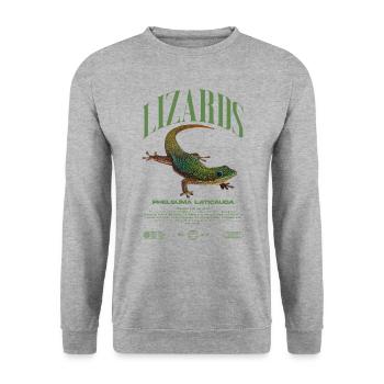 Phelsuma laticauda Day Gecko Lizard Keeper - Unisex Sweatshirt - salt & pepper - Front - Alina (178cm) & Michal (187cm)