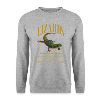 Phelsuma laticauda Day Gecko Lizard Keeper - Unisex Sweatshirt - salt & pepper - Front - Alina (178cm) & Michal (187cm)