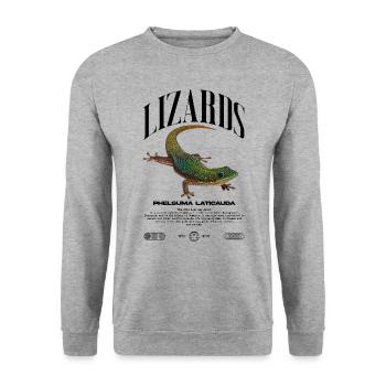 Phelsuma laticauda Day Gecko Lizard Keeper - Unisex Sweatshirt - salt & pepper - Front - Alina (178cm) & Michal (187cm)
