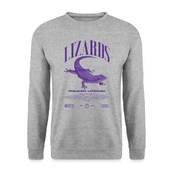 Phelsuma laticauda Day Gecko Streetwear Lizard - Unisex Sweatshirt - salt & pepper - Front - Alina (178cm) & Michal (187cm)