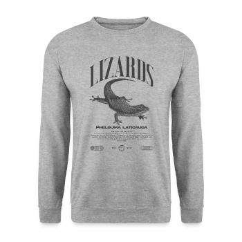 Phelsuma laticauda Day Gecko Lizard Keeper - Unisex Sweatshirt - salt & pepper - Front - Alina (178cm) & Michal (187cm)