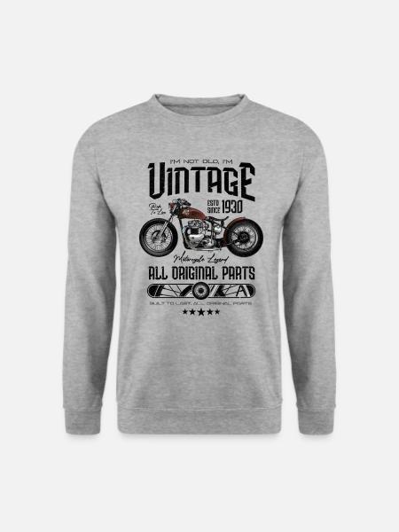 Vintage Motorrad Motorrad Motorrad Geburtstag 1930 - Unisex Pullover - Weißgrau meliert