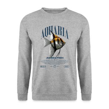 Altum Kaiserfisch Cichlid Fish Keeper Streetwear - Unisex Pullover - Weißgrau meliert - Vorne - Alina (178cm) & Michal (187cm)