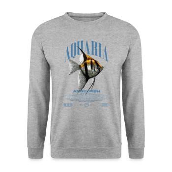 Altum Kaiserfisch Cichlid Fish Keeper Streetwear - Unisex Pullover - Weißgrau meliert - Vorne - Alina (178cm) & Michal (187cm)